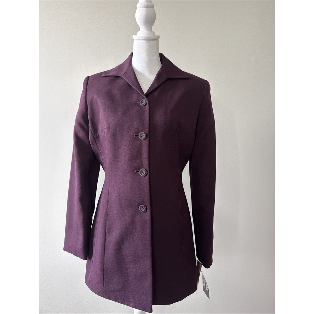 Women's Vintage Levine Classics Deep Plum Burgandy Structured Blazer Size 4